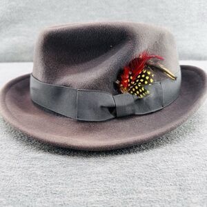 MONTIQUE INTERNATIONAL - Men's Gray Bogard Wool Ribbon Feather Fedora Hat H7